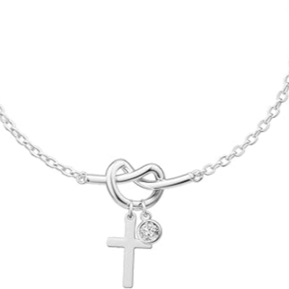 925 Sterling Silver CZ Bracelet - Knot Cross Bracelet Silver